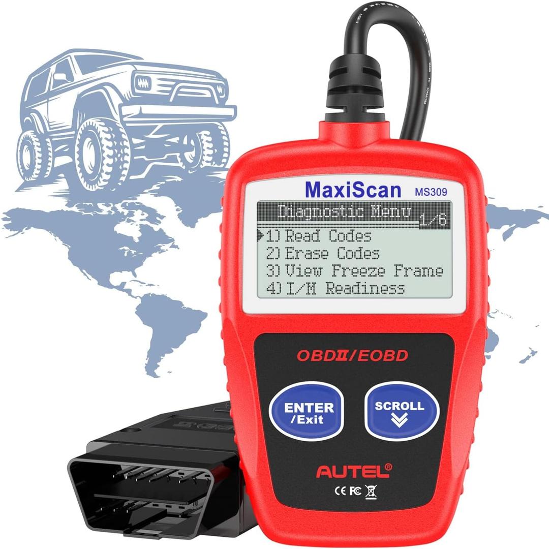 Autel OBD2 Scanner MaxiScan MS309 Car Check Engine Code Reader, Check Emission Monitor Status, Newer CAN Diagnostic Scan Tool for All OBD II Protocol Vehicles After 1996