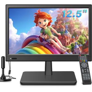 12.5inch Small Portable TV,Essential for Bedroom/Kitchen/Camping,Support HDMI/USB Input,Built-in Speakers,Lightweight and Easy to Carry,Suitable for Small Spaces