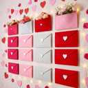 Novabright 16 Pcs Valentine's Day Wall Decorations Felted Love Heart Envelope Wall Decorations with Adhesive Dot DIY Valentine Romantic Pink Red Letter Background for Party Celebration Wedding Supply