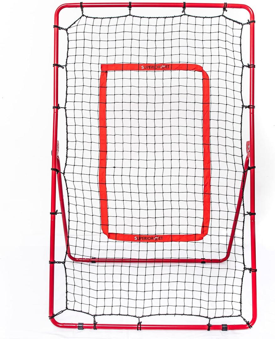 Pitch Back Rebound Net, Adjustable Rebounder Trainer for Baseball, Softball and Lacrosse, Practice for Pitching, Throwing and Catching
