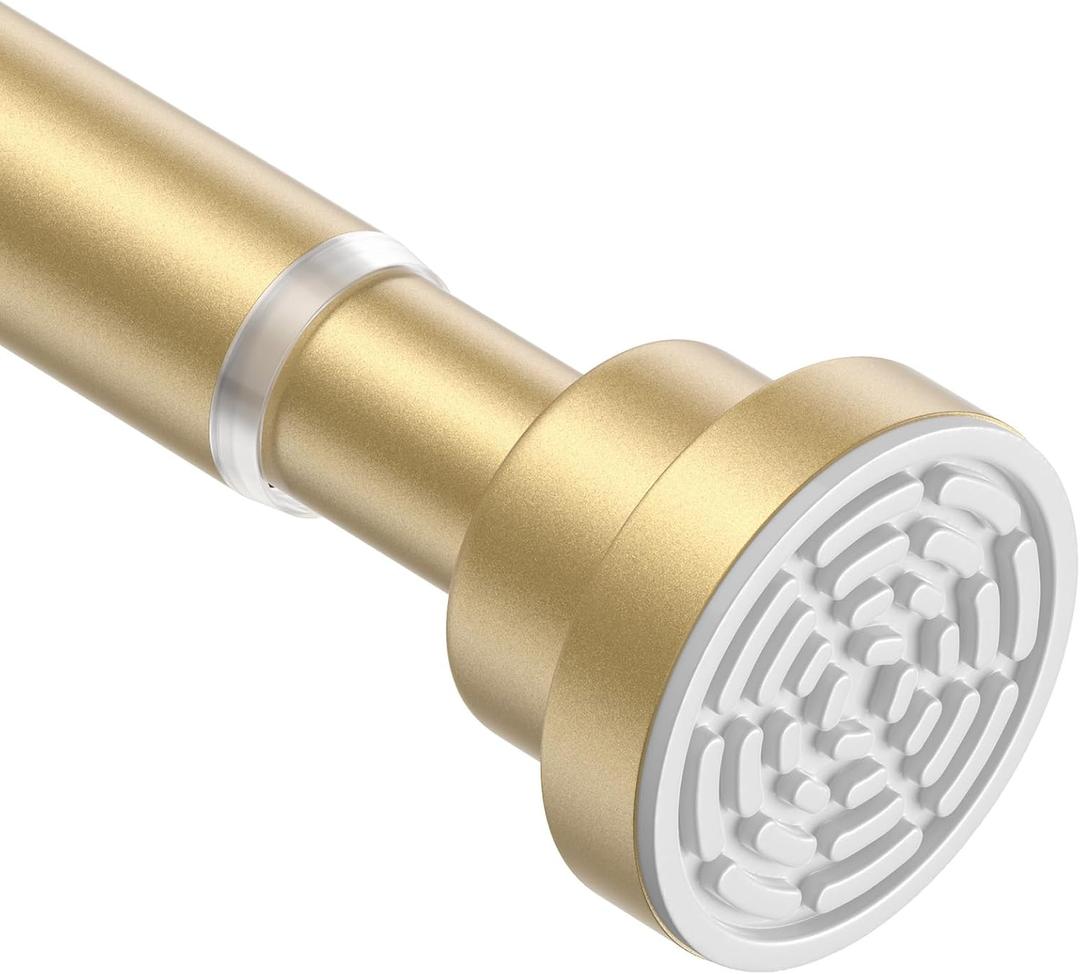 Gold Shower Curtain Rod 30 To 76 Inch(2.6-6.4ft) Tension Curtains Rods No Drilling Shower Rods For Bathroom Tension Rods Adjustable Spring Loaded Curtain Rods 7/8" Diameter
