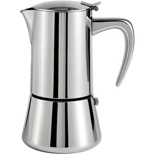 Stainless Steel Stovetop Espresso Maker Italian Moka Pot, Induction Compatible Espresso Coffee Maker with Safety Valve (6 Cups)