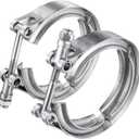 5 Inch V Band Clamp 304 Stainless Steel, for Turbo Exhaust Downpipe, Racing Ford Pickup Truck Exchange Exhaust Systems(2 Pack)