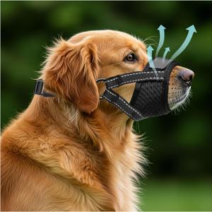 Dog Muzzle for Large Dogs - Soft Breathable Muzzle for Large Sized Dog with Air Mesh | Adjustable Mussels for Dogs Grooming | Muzzles to Prevent Biting Barking Chewing Allows Panting Drinking, XL-Large