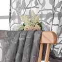 2 x OVZME Grey Small Sheer Curtains 45 Inch Length 2 Panels Set, Light Filtering Soft Airy Cafe Curtains Rod Pocket Design, Leaf Bird Jacquard Farmhouse Window Drapes for Kitchen, 2x38Wx45L