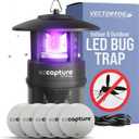 EZCapture T10 Indoor Bug Trap with Fan Suction - Versatile LED Flying Insect Trap for Indoor and Outdoor Use - No Zapping Noise, for Fruit Fly, Gnat, and Mosquitoes, 5 Glue Boards Included