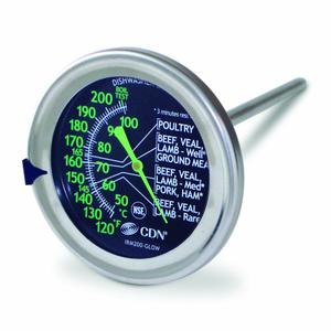 CDN Ovenproof Meat Thermometer  Glow Dial | ProAccurate | 2" Easy-Read Dial | Waterproof, Recalibratable | For Oven Roasting, Poultry, Beef, BBQ | IRM200-GLOW