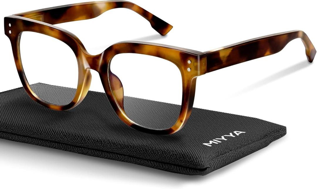 miyya Blue Light Glasses for Women & Men Oversized UV & Blue Light Blocker Chunky Frames, Stylish Eyewear Accessories (Tortoiseshell)