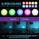 Mr.Go 6-inch RGB Color-Changing LED Globe Orb Light w/Remote, Mood Lamp Kids Night Light, 16 Dimmable Colors & 4 Modes, Battery & AC Adapter Power, Home Bedroom Patio Pool Decorative Lighting