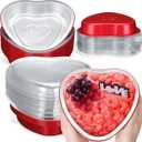 Patelai 25 Sets 22.7 oz Valentine's Heart Shaped Cake Pans with Lid 7.4 '' Valentine's Day Large Disposable Foil Aluminum Heart Baking Pan Tins for Valentines Day Baking Wedding Party Supplies(Red)
