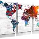 Canvas Wall Art Abstract Map Pictures for Bedroom Wall Decor Modern Office Artwork Graffiti Painting Kitchen Decoration Red Colorful Art