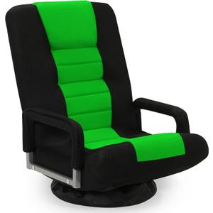 Swivel Floor Gaming Chair w/Armrests,Folding Video Reclining Sofa w/6 Adjustable Position, Padded Backrest & Cushion, Lazy Lounger Couch for E-Sports, Reading, Relaxing, Watching TV, Green