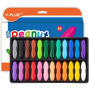 YPLUS Peanut Crayons for Kids, 24 Colors Washable Toddler Crayon, Non-Toxic Baby Crayons for ages 2-4, 1-3, 4-8, Coloring Art Supplies