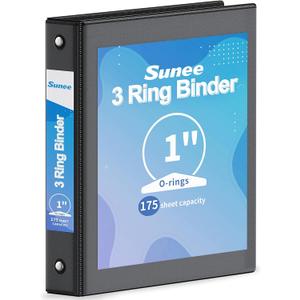 SUNEE 3 Ring Binder 1 Inch 1 Pack, Clear View Binder Three Ring PVC-Free (Fit 8.5x11 Inches) for School or Office Supplies, Black