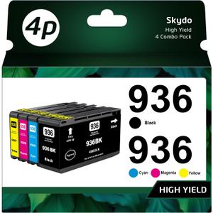936XL 936 Ink Cartridges Combo Pack Replacement for HP Ink 936XL Black and 936 Color Work with HP OfficeJet Pro 9120 Series 9720 9730 9110 9120 9130 9110b 9120b 9130b Printers | with Chip - 4 Pack