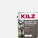 KILZ Self-Priming Masonry, Stucco and Brick Paint, Interior/Exterior, Flat, White, 1 Gallon, 128 Fl Oz