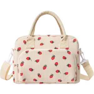 MEXS Insulated Lunch Bag for Women Men Large Reusable Lunch Box Adult Leakproof Portable Cooler Tote Bags for Work Picnic (Strawberry)