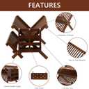 HBlife Dish Rack,Teak Folding 2-Tier Collapsible Drainer Dish Drying Rack with Utensils Flatware Holder Set (Dish Rack with Utensil Holder)