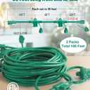 Brightown Outdoor Extension Cord Multiple Outlet, 2 Packs Each 50 Ft Christmas Light Extension Cord Evenly Spaced 6 Outlets Plugs with Safety Cover, 16/3 SJTW Green Extension Cord Waterproof