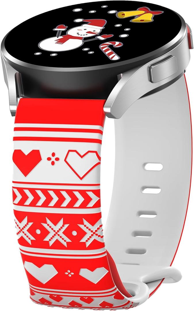 Laband Christmas Engraved Band Compatible with Samsung Galaxy Watch 7/6/5/4/FE 40mm 44mm/Watch 5 Pro 45mm/Watch 6/4 Classic/Watch 3/Active 2&1, 20mm Soft Silicone Strap for Men Women