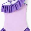 My Litle Pony One Piece Swimsuit Pony Print Off-Shoulder Ruffle Summer Swimwear Beach Pool Kids, Pink, 4-5Y