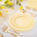 FLOWERCAT 60PCS Yellow Plates - Heavy Duty Yellow Plastic Plates Disposable 10.25inch & 7.5inch for Birthday Party/Wedding/Spring - Serve for 30 guests