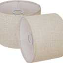 Small Lampshades Set of 2, Beige Linen Drum Lampshades, 8.66" Top x 8.66" Bottom x 7.87" High Lamp Shade, Lamp Shades Replacement for Table and Floor Lamps, Pendant Light, Handcrafted, Easy Assembly