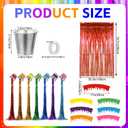 7 Sets Art Paint Party Decoration Back to School Paint Buckets with Rainbow Foil Fringe Curtain Art Theme DIY Colorful Splatter Backdrop Decoration for Birthday Classroom Art Party Favor
