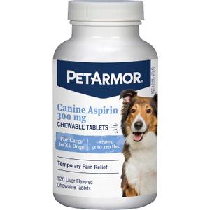 PetArmor Aspirin for Large Dogs, Fast Acting Anti-Inflammatory and Pain Relief For Dogs, Vet-Quality Joint Support and Pain Meds for Dogs, 120 Liver Flavored Tablets