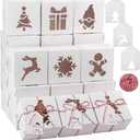 Fovths 24 Pieces Christmas Cookie Boxes 4 x 4 x 2.5 Inches White Bakery Pastry Boxes with Window Pie Gift Boxes Food Treats Container with Tags, Hemp Rope for Candy, Doughnuts, Cupcakes, Gifts