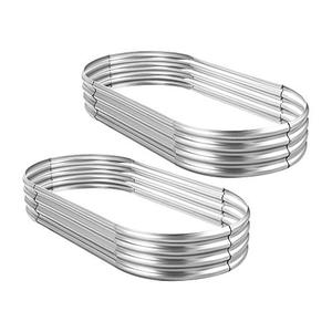Land Guard 2Pcs Galvanized Steel Raised Garden Bed,8 x 4 x 1 ft Large Metal Raised Planter Beds, Aluminum Raised Garden Bed for Vegetables, 8 x 4 x 1ft