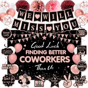 Going Away Party Decorations for Women, Rose Gold Good Luck Finding Better Coworkers Than Us We Will Miss You Banner Party Supplies , Great for Retirement Farewell Goodbye Party
