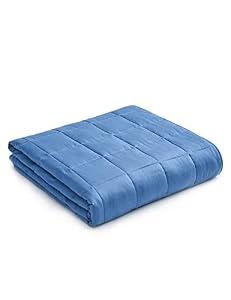YnM Weighted Blanket — Heavy 100% Oeko-Tex Certified Cotton Material with Premium Glass Beads (Monaco Blue, 48''x72'' 20lbs), Suit for One Person(~190lb) Use on Twin/ Full Bed