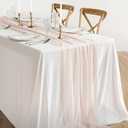 Ling's Moment 14Ft Blush Sheer Chiffon Like Table Runner Dusty Pink Table Runners for Rustic Wedding Reception Bridal Shower Decorations Birthday Party