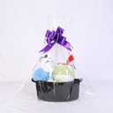 TORMAYS HOME Decorative Small Gift Basket with Ribbon and Bag, 12"x8"x5" Cotton Rope Woven Storage Bin, Newborn Gift Basket, Nursery Room Organizer  White (Black)