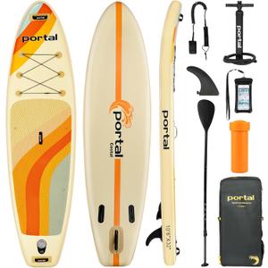 PORTAL SUP Inflatable Paddle Board for Adults 10'6'' Stand Up Paddleboard,Non-Slip Deck Blow up Paddle Boards with Adjustable Paddle, Carry Bag, and Repair Kit (Modern with Seat)
