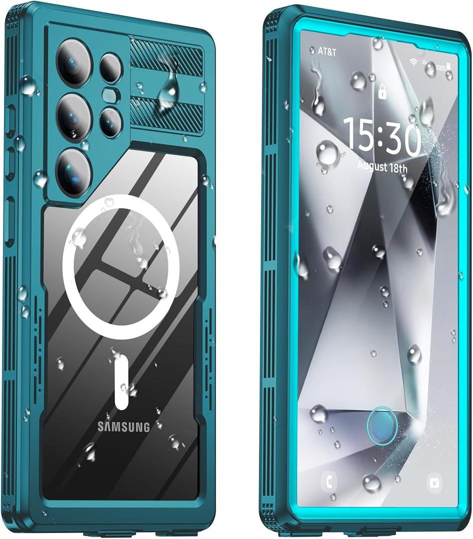 for Samsung Galaxy S24 Ultra Waterproof Case, [Fit for Magsafe] [IP68 Water Proof] [Built-in Screen Protector], Magnetic Heavy Duty Military Grade Rugged Phone Case for S 24 Ultra 6.8", Teal