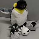 5 Pcs Stuffed Animal Penguin Plush Toy Set 14 Inch Mommy Penguin Stuffed Animal with 4 Cute Babies in Zippered Belly Soft Cuddly Plushie for Kids Gifts (Simple Style)