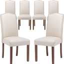 Stylish Upholstered Parsons Dining Chair Kitchen with Silver Nailhead Trim and Sturdy Solid Wood Legs