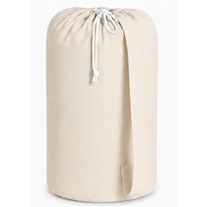 Accent Home Cotton Canvas Laundry Bags With Drawstring,  Heavy Duty Multi Use | Washable Dirty Clothes Organizer