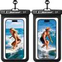 Hiearcool Waterproof Phone Pouch, Universal Case Compatible for iPhone 17 16 15 14 13 Pro Max Plus Up to 8.9", IPX8 Beach Travel Essentials-Black-2 Pack