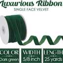 MEEDEE Hunter Green Velvet Ribbon 5/8 Inch Single Face Nylon Velvet Ribbon 25 Yards Velvet Green Ribbons for Christmas Tree, Ornaments, Gift Wrappig, Rustic Wreath, Invitations, Bouquet, Sewing Crafts
