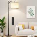 Ambimall 60" Floor Lamp with Remote Control and Stepless Dimmable Bulb, Colors Temperature & Brightness Adjustable, Modern Floor Lamps for Living RoomBeige Shade & Black Pole (61 inches)