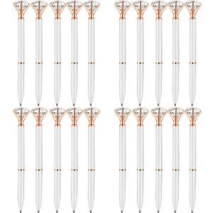 PASISIBICK White Diamond Pens Pack of 20 Bling Diamond Gem Pen Dcor Gifts for Women Bridesmaid Coworkers Bulk Crystal Metal Ballpoint Pens Black Ink(20 PCS White)