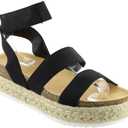 Nature Breeze Womens Kacie Closed Toe Casual Ankle Strap Sandals (7.5, Black)