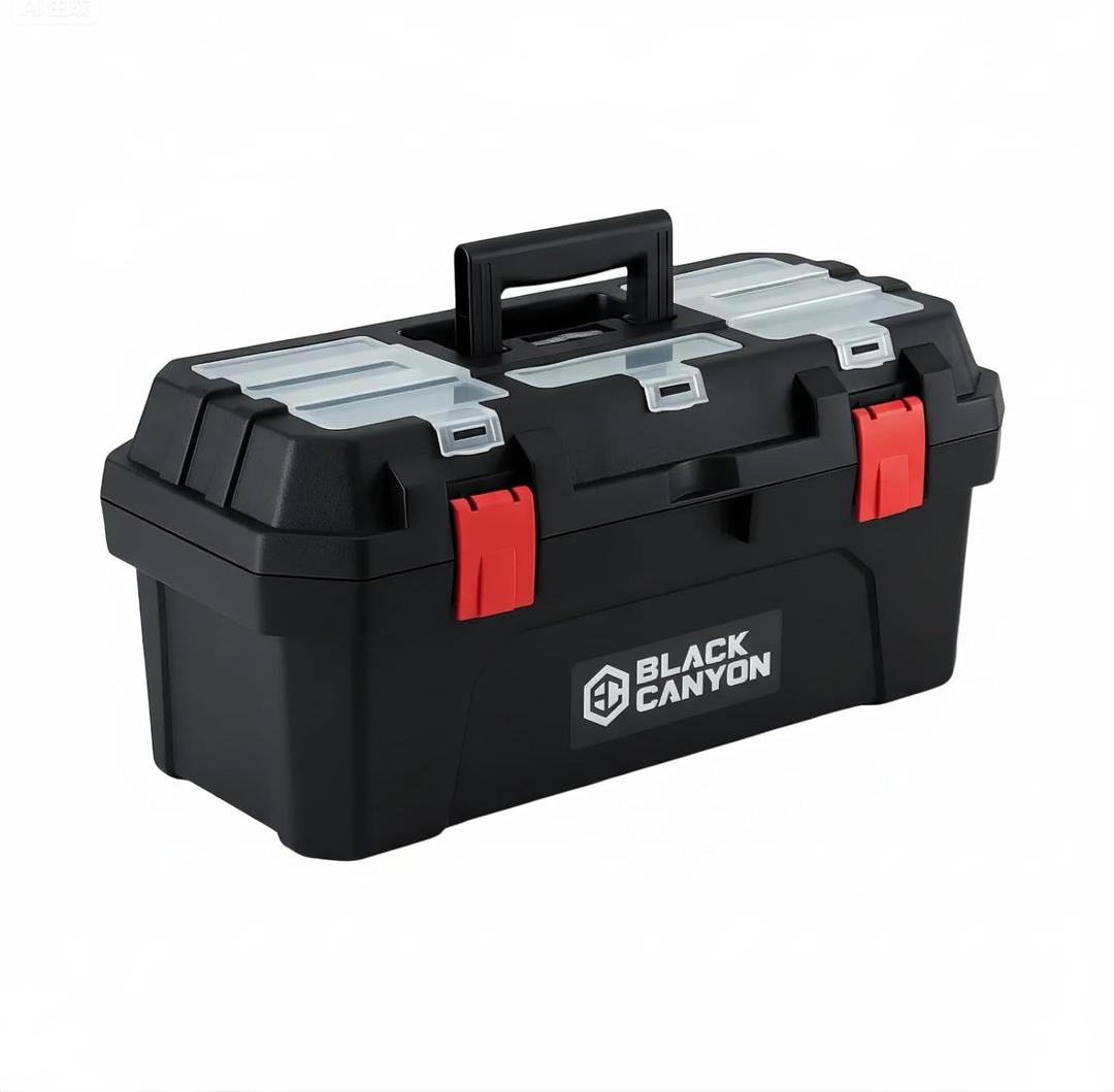 Black Canyon 16 inch Portable Steel Tool Box 16-1/ 8 in (19 in × 9.6 in × 8.3 in")