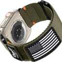 Rugged Strap Compatible with Apple Watch Ultra 2 Band 49mm for iWatch Bands 46mm 45mm 44mm 42mm(S3/2/1) Men, Soft Woven Flag Wristbands Strap for Apple Watch Ultra Series /10/9/8/7/6/5/4/SE/Ultra (Green-Eagle Flag)