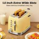 Toaster 2 Slice Retro Stainless Steel with 1.5 Extra Wide Slots Bagel, Defrost, Reheat, Cancel Functions, 6 Bread Shade Settings, Removable Crumb Tray, Yellow
