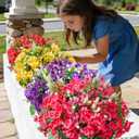 16 Bundles Artificial Flowers for Outdoors, UV Resistant Silk Faux Flowers for Outside Planters,Garden,Porch,Yard,Home Decor(Mixed Color)