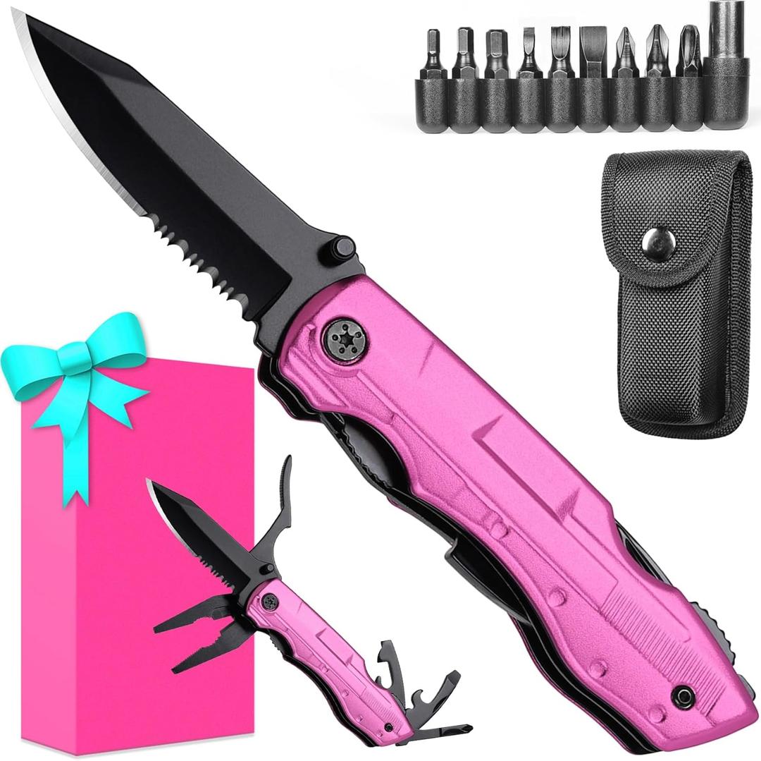 Gifts for Women Wife Girlfriend Her - Mothers Day Gifts, Pin-k Multitool Knife - Christmas Birthday Gift for Women, Anniversary, Womens Stocking Stuffers - Gift for Woman Who Have Everything